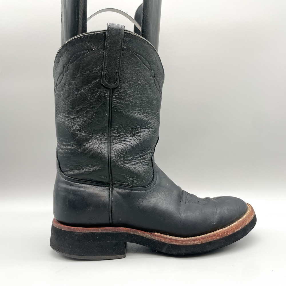 Anderson Bean Mens 4105 US 10.5B Roper Western Cowboy Boots Black Leather Rugged